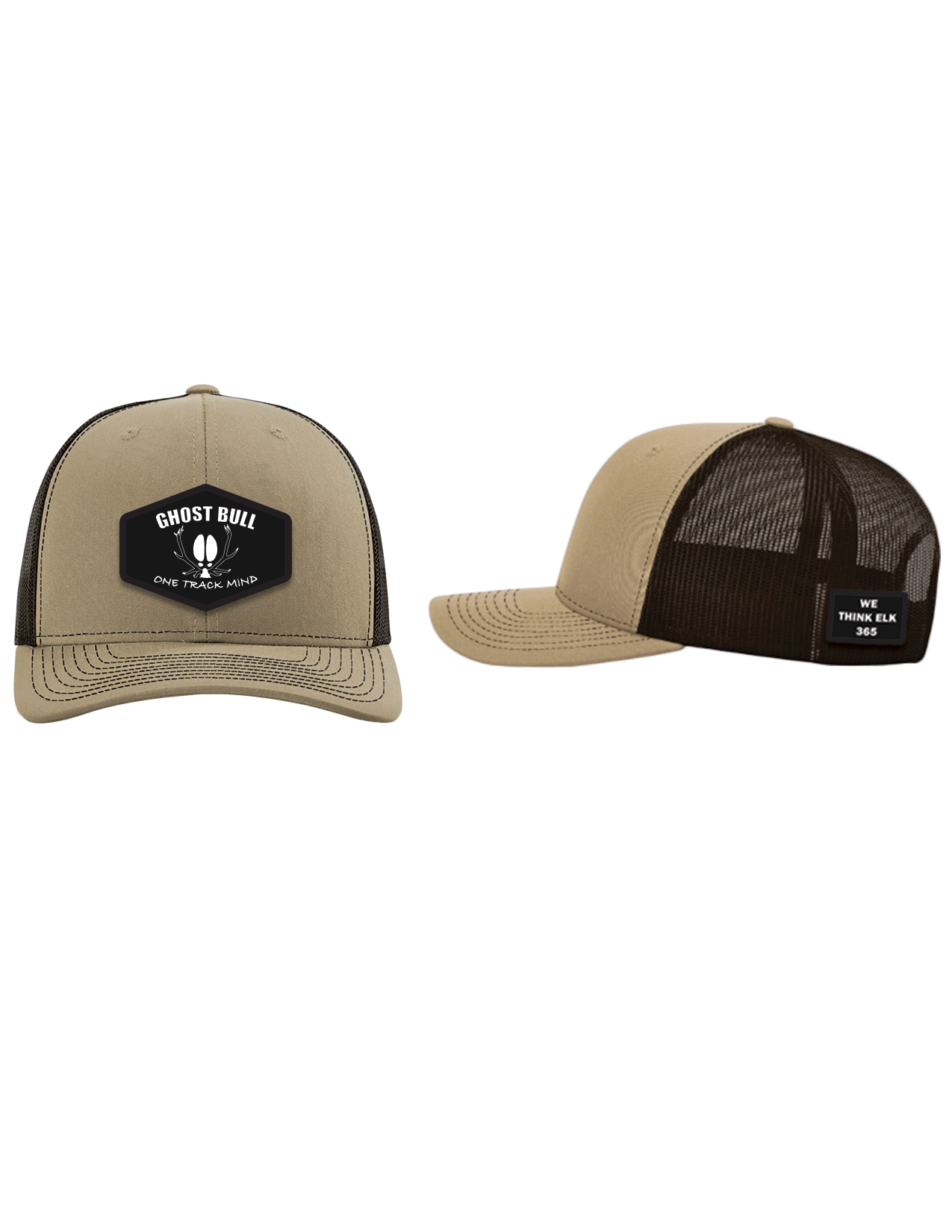 Ghost Bull Hunting Icon Hat- Khaki/Coffee